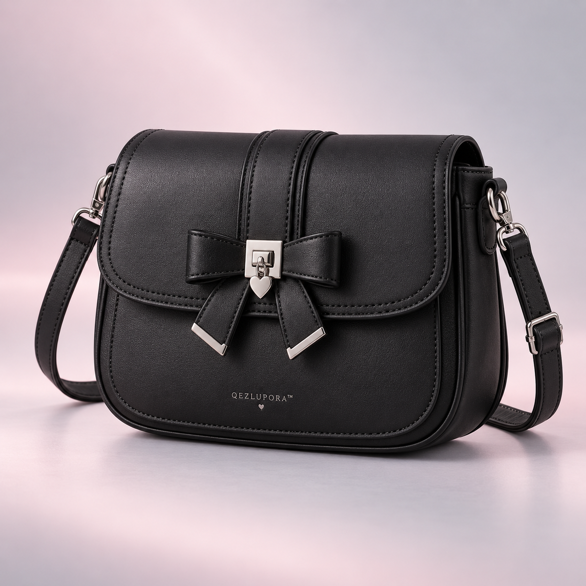 QEZLUPORA™ Pearl Chain Saddle Bag – Sweet Gothic Curved Crossbody, Japanese Fashion Shoulder Purse
