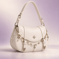 QEZLUPORA™ Lace Trim Top Handle Bag – Elegant Jirai Kei Handbag, Japanese Feminine Dress Bag