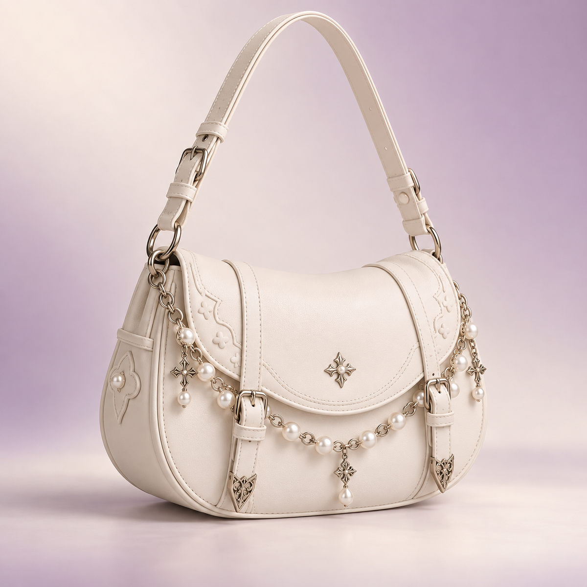QEZLUPORA™ Lace Trim Top Handle Bag – Elegant Jirai Kei Handbag, Japanese Feminine Dress Bag